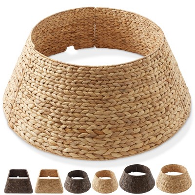 Casafield Water Hyacinth Christmas Tree Collar, Woven Tree Base Cover with Cord Cut Out
