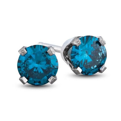 Pompeii3 1/3ct Blue Diamond Studs 14 Karat White Gold
