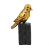 TopComfy Decorative Objects Gold Resin Songbird Sculpture on Black Faux Branch Metallic Finish for Artistic Focal for Living Room, Gold, 14"*12"*8" - 4 of 4