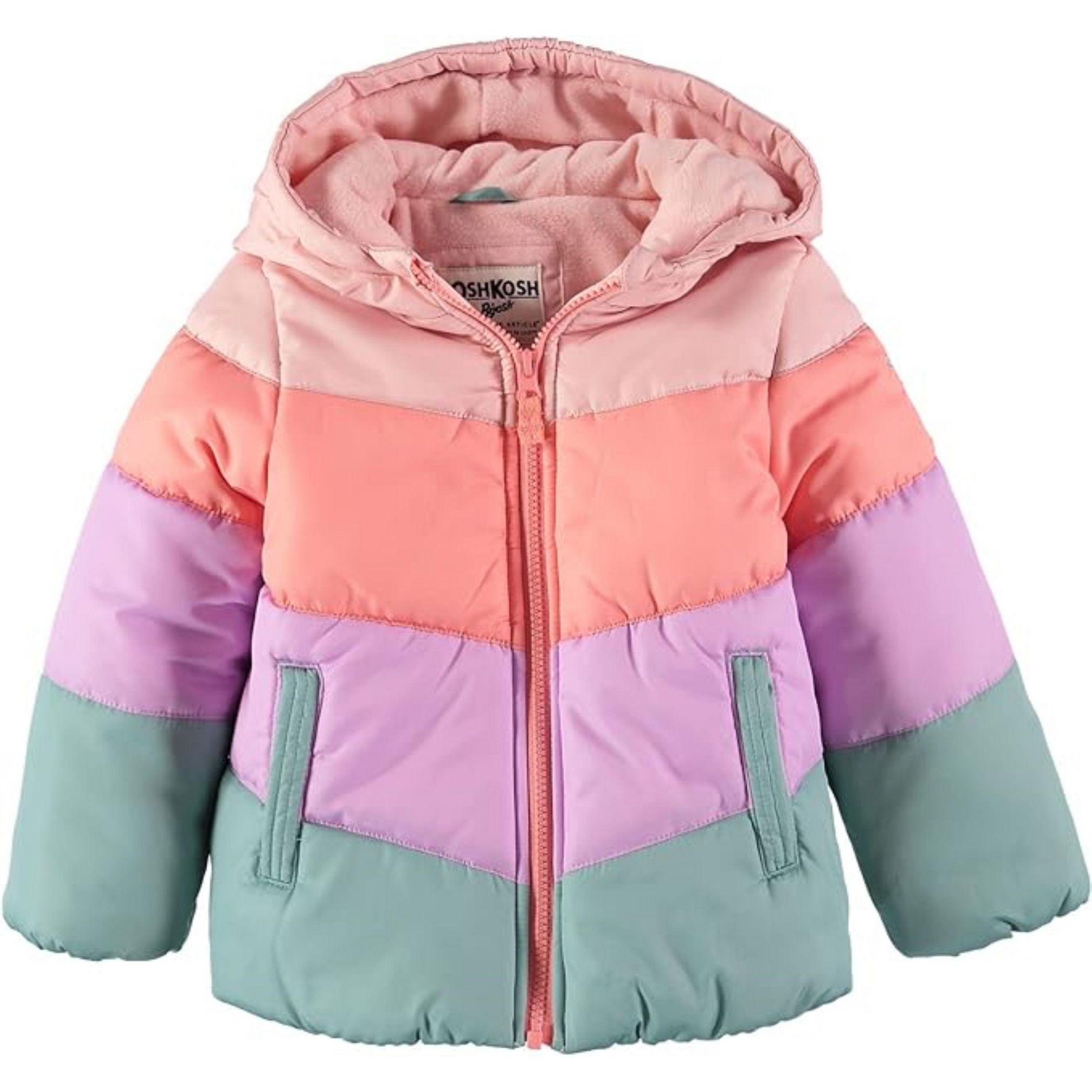 OshKosh B'Gosh Little Girls' Heavyweight Color-Block Winter Coat, Multi Color, 5/6