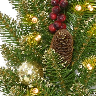 9-Foot Pre-Lit Green Fir Garland with Pine Cones and Berries