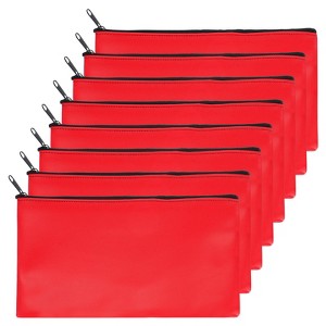 Unique Bargains PU Leather Zippered Water Resistant Bank Deposit Bag Security Money Pouch 11"x 6" 8 Pcs - 1 of 4