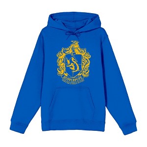 Harry Potter Hufflepuff Crest Long Sleeve Unisex Adult Hooded Sweatshirt - 1 of 2