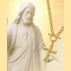Molenia Hammered Gold Cross Necklace, 14K Gold Christian Pendant, 925 Sterling Silver T Bar Chain, Baptism Confirmation Gift for Men Girl Godchild - 4 of 4