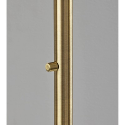 Antique Brass Adjustable Arc Floor Lamp with Woven Shade