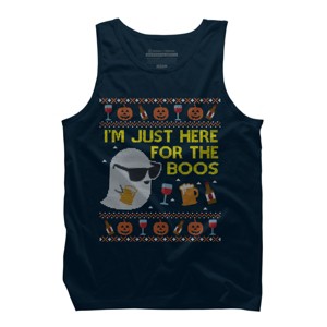 Men's Design By Humans Funny Here For The Boos Ugly Halloween Sweater By DragonTee Tank Top - 1 of 3