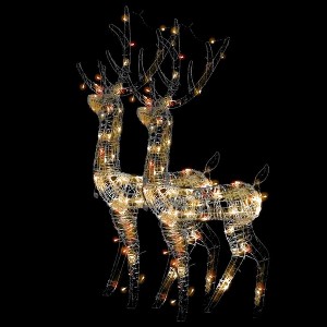 vidaXL Reindeer Christmas Decoration Set of 2 Multicolor Acrylic 47.2in - 1 of 4