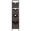 54.8" 5pc Leo Storage Shelf with Baskets Espresso/Chocolate - Winsome: Transitional Style, Wood Frame, Fixed Shelves - 2 of 4