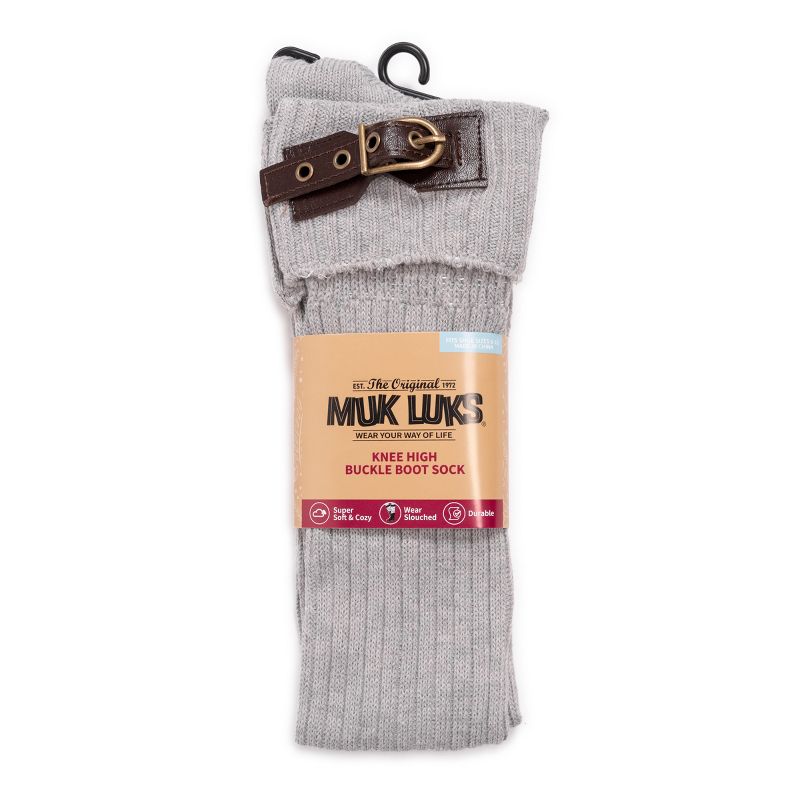MUK LUKS Women's 3 Pair Buckle Cuff Over the Knee Socks-Neutral OS, 2 of 3