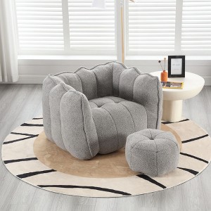 CAVINAS Bean Bag Chair with Footrest Comfy Fireside Chair Floor Chair with High Resilient Foam for Adults for Living Room, Bedoom - 1 of 4
