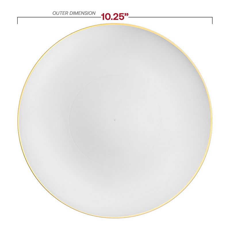 Smarty Had A Party 10.25" White with Gold Rim Organic Round Disposable Plastic Dinner Plates (120 Plates), 2 of 7