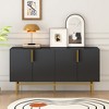 Modern 4-Door Sideboard with Gold Metal Handles & Legs, Adjustable Shelves, Wavy Stripe Design Buffet Cabinet for Living Room, Dining Room - 2 of 4