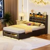 Aheaplus Upholstered Bed Frame with Storage Headboard, Charging Station, LED Light - 4 of 4
