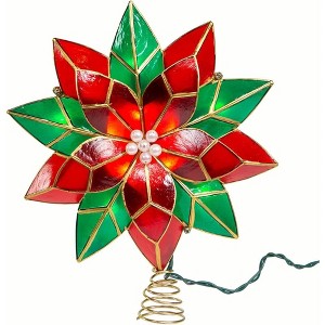Kurt Adler 10-Point Illuminated Christmas Treetop, Red and Green Lights , 9.5" - 1 of 4