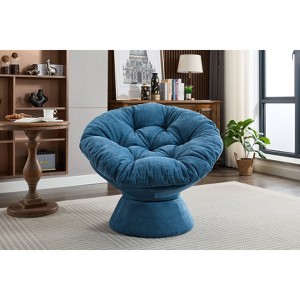 Vynxaria 37 Inch Rotating Accent Chairs, Dark Blue 360' Degree Swivel Barrel Chairs, Ideal for Bedroom and Living Room - 1 of 4