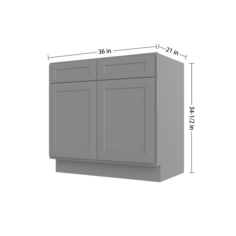 HOMLUX 36 in. W  x 21 in. D  x 34.5 in. H Bath Vanity Cabinet without Top in Shaker Grey, 4 of 7