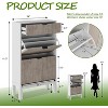 Farmhouse Shoe Storage Cabinet with 2 Flip Drawers - Fluted Slim Narrow Shoe Rack with Metal Legs,white + gray - 3 of 4