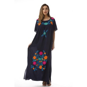 Riviera Sun Embroidered Maxi Dress with Double Side Slits - 1 of 3
