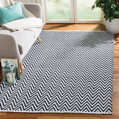 Montauk Black and Ivory Handwoven Cotton Area Rug 3' x 5'