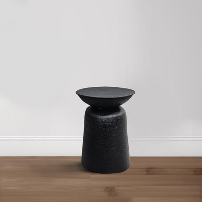 Royal Hampton Josi 21 Inch Round Side End Table, Handcrafted Hammered Design, Drum Pedestal Aluminum Base