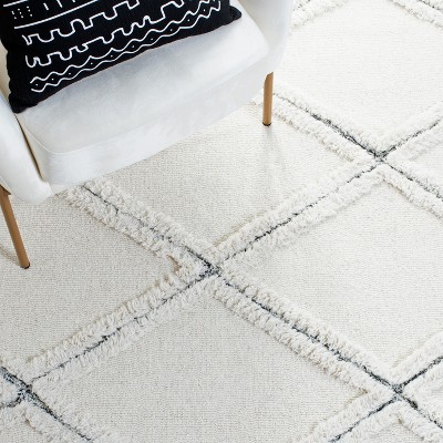 Ivory Hand-Tufted Wool Shag Area Rug, 5' x 8'
