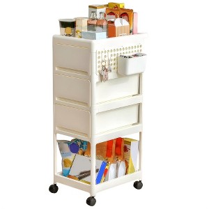 4 Tier Rolling Kitchen Storage Cart, Kitchen Storage Utility Cart,Rolling Cart Organizer,Mobile Shelving Unit Shelves for Bathroom Laundry Living Room - 1 of 4