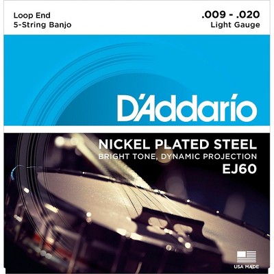 D'Addario EJ60 Nickel 5-String Light Banjo Strings (9-20)