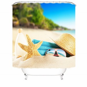 Hat And Sunglasses On The Beach Shower Curtains for Bathroom Waterproof Fabric Bath Curtain Durable Soft Stylish Bathroom Decor 72x72 Inch - 1 of 1