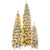 ACEPANO 3-Piece Pre-Decorated Pencil-Shaped Christmas Tree Set with Snowflake Effect & 1455 Branch Tips for Holiday Decorations-Green - 4 of 4