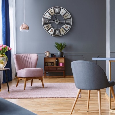 Vintage Industrial 24" Round Metal and Wood Wall Clock