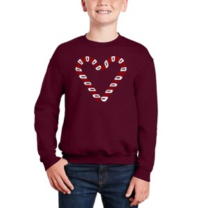 LA Pop Art Candy Canes - Boy's Word Art Crewneck Sweatshirt - 1 of 4