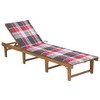 vidaXL Folding Sun Lounger with Cushion - Durable Acacia Wood Outdoor Patio Furniture with Adjustable Backrest, Compact Storage and Transport Design - 2 of 4