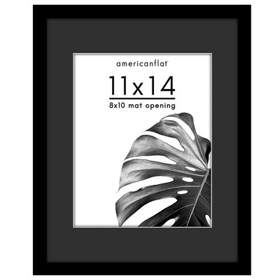 Americanflat Picture Frame with Black Mat and White Trim - Engineered Wood and Shatter-Resistant Glass