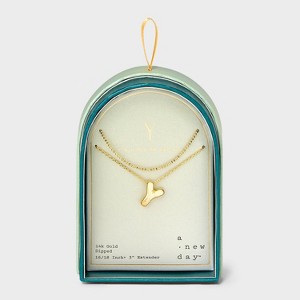 14K Gold Dipped Initial Bubble Multi-Strand Pendant Necklace - A New Day™ Gold - 1 of 4