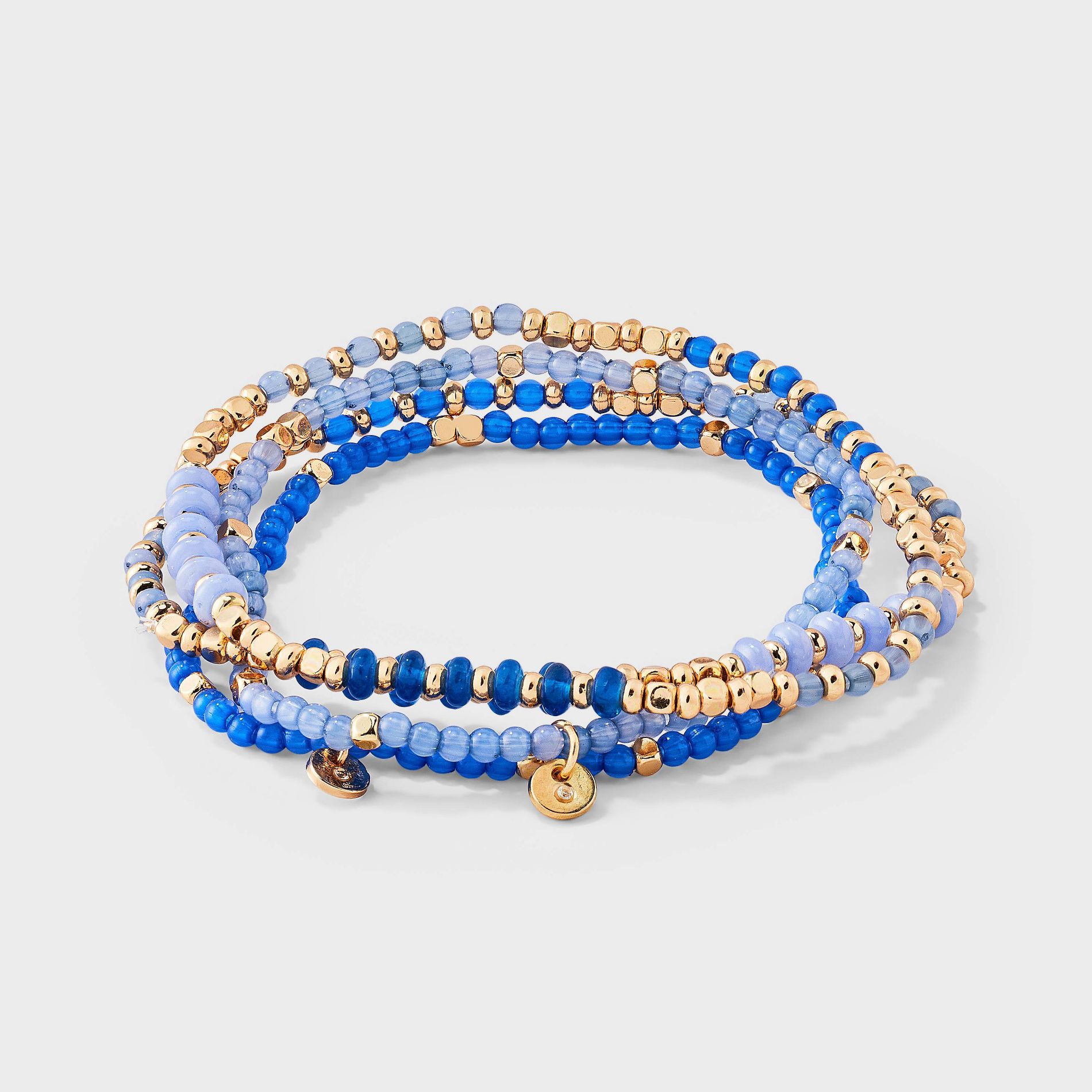Semi Precious Agate Beaded Stretch Bracelet Set 4pc - Universal Thread™ Dark Blue