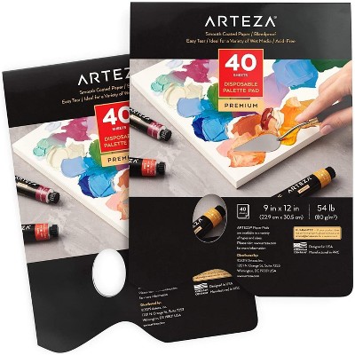 Arteza Disposable Palette Pad, 9x12, 40 Sheets - 2 Pack : Target