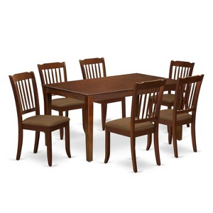 HomeStock 7-Piece Rectangle Mahogany Finish Solid Wood Top Dining Table with 6-Chairs with Slat Back - 1 of 4