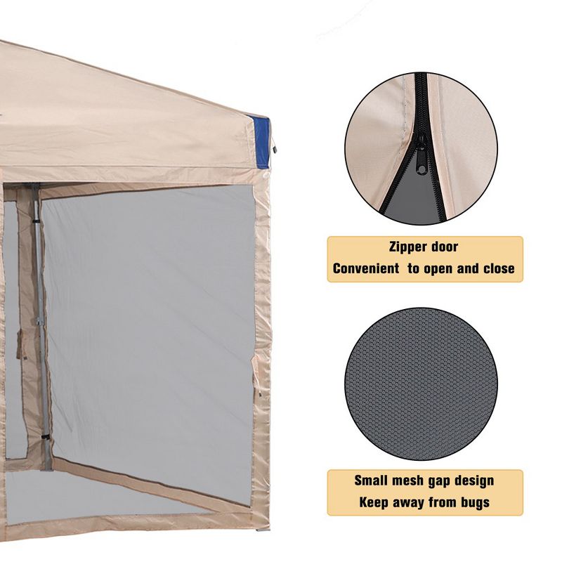 Aoodor Pop Up Canopy Tent with Removable Mesh Sidewalls, Portable Instant Shade Canopy with Roller Bag, 5 of 8