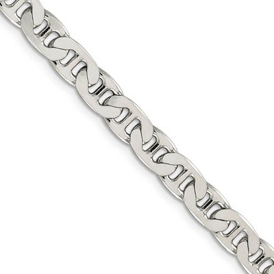 Black Bow Jewelry Men's 6.5mm, Sterling Silver, Solid Flat Anchor Chain Necklace