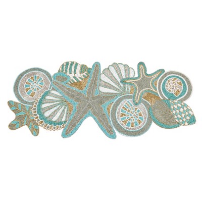 Saro Lifestyle Sea Shell Design Beaded Table Runner, 13