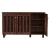 Fernanda Modern and Contemporary 3-Door Wooden Entryway Shoes Storage Wide Cabinet - Oak Brown - Baxton Studio: 10 Fixed Shelves, Hardwood & MDF - 4 of 4