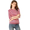 INSPIRE CHIC Women's Elbow Sleeves Boat Slim Fit Casual Stripe Animal Print Multi Floral Pattern T-Shirt - 2 of 4