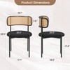 Racxily Set of 2 Upholstered Dining Chairs,Rattan Back Dining Room Chairs,Accent Kitchen Chairs with Metal Legs - 2 of 4