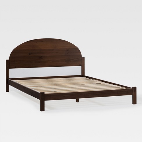 Saracina Home Queen Arched Headboard Bed Brown: Mid-century Modern Pine 