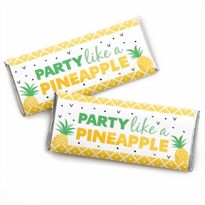 Big Dot of Happiness Tropical Pineapple - Candy Bar Wrapper Summer Party Favors - Set of 24