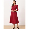 INSPIRE CHIC Women's Elegant Split Neck Side Zipper Pockets 3/4 Sleeve Work A-Line Dress - 2 of 4