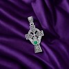 Slickblue Sterling Silver Claddagh Cross Pendant with Emerald – Irish Celtic Necklace with Shamrock & Chain - 2 of 3