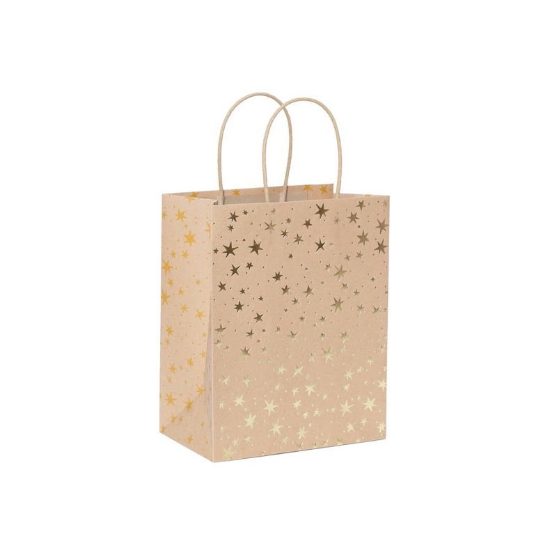 4pk Cub Gift Bags Foil Star Gold - Spritz&#8482;: Elegant Assorted Colors, Party Favor Size, Strong Handles, 6 of 13