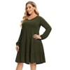 Women's Plus Size Fall Dress Long Sleeve Casual Babydoll Shift Tiered Flowy Midi Dresses - 4 of 4