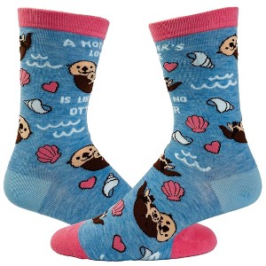 Crazy Dog T-Shirts Women's A Mother's Love Is Like No Otter Socks Funny Ocean Beach Mother's Day Novelty Footwear - 1 of 4